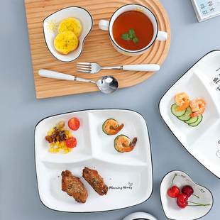 骨瓷餐具高端日式陶瓷分格餐盘家用分隔套装创意一人食学生早餐拼