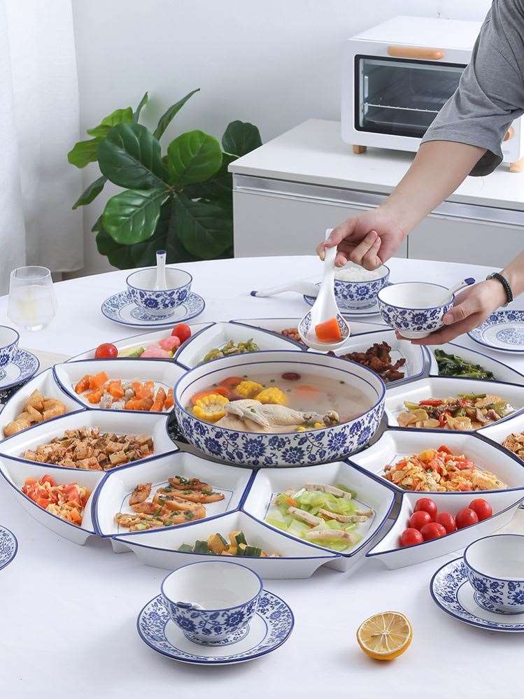 过年碗碟套装年夜饭餐具家用高颜值盘子组合家庭套盘拼盘团圆陶瓷