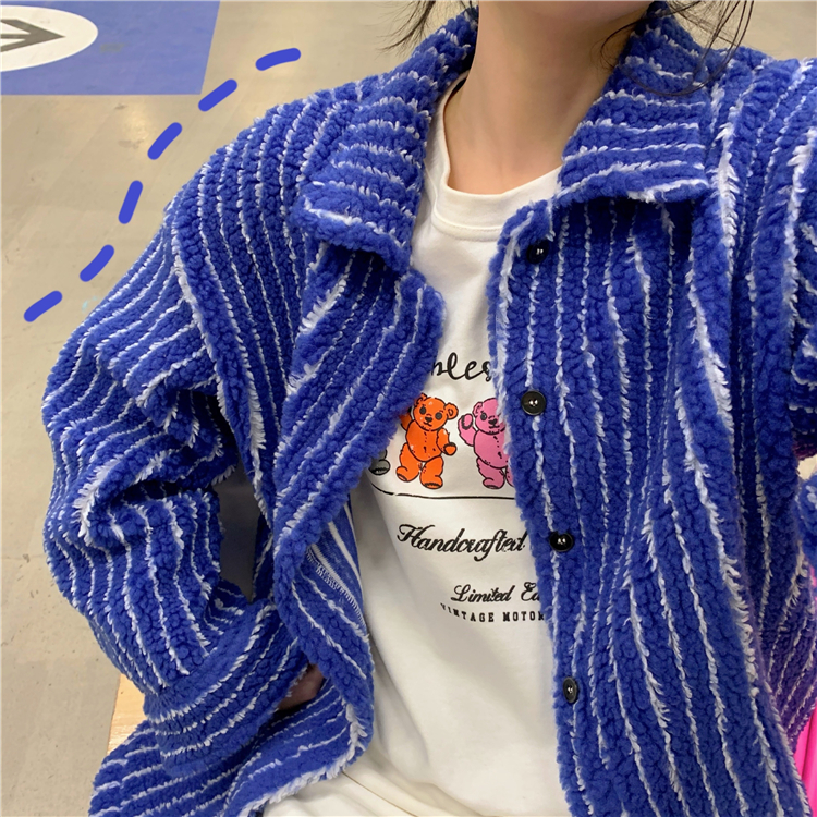 Kixx Onion Rare Fluffy Hang Article Bluish white Vertical stripe leisure time Thick Short coat 2020 new patternin the Diapers/Care/Feeding/Push lathe , Cloth diapers/Pads , Cloth diapers category - from Buy2taobao.com to provide professional Taobao agent buy service