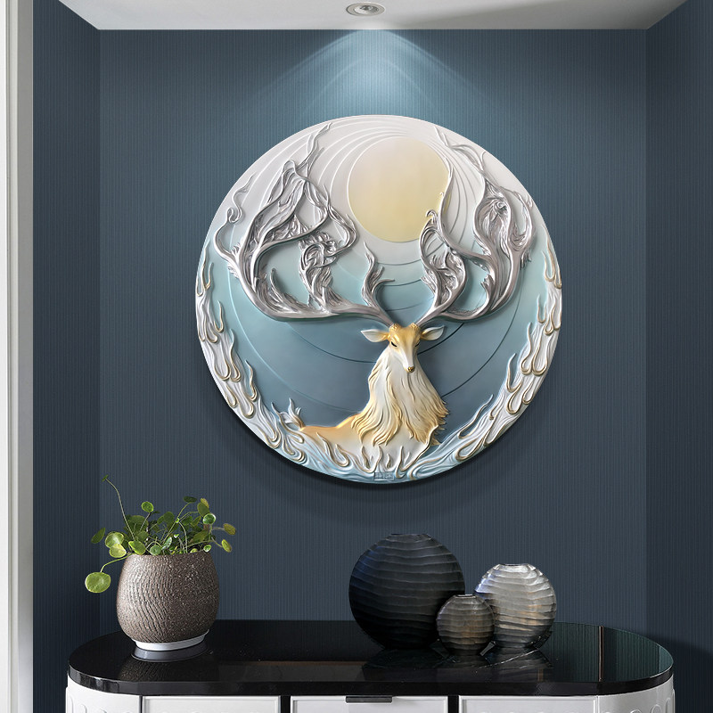 欧式玄关入户3d立体装饰画走廊过道餐厅浮雕挂画现代简约大气壁画