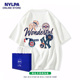 MLBNY2024夏季新款纯棉短袖t恤男潮流美式印花设计感宽松半袖上衣
