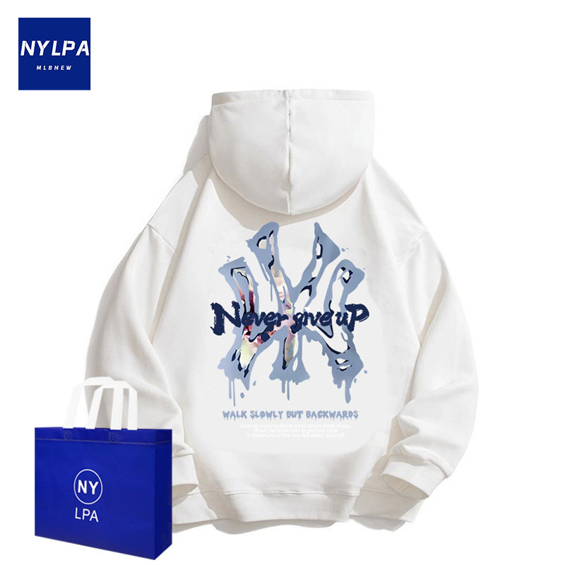 mlbny官方连帽卫衣男女情侣款秋冬季加绒美式重磅帽衫运动上衣