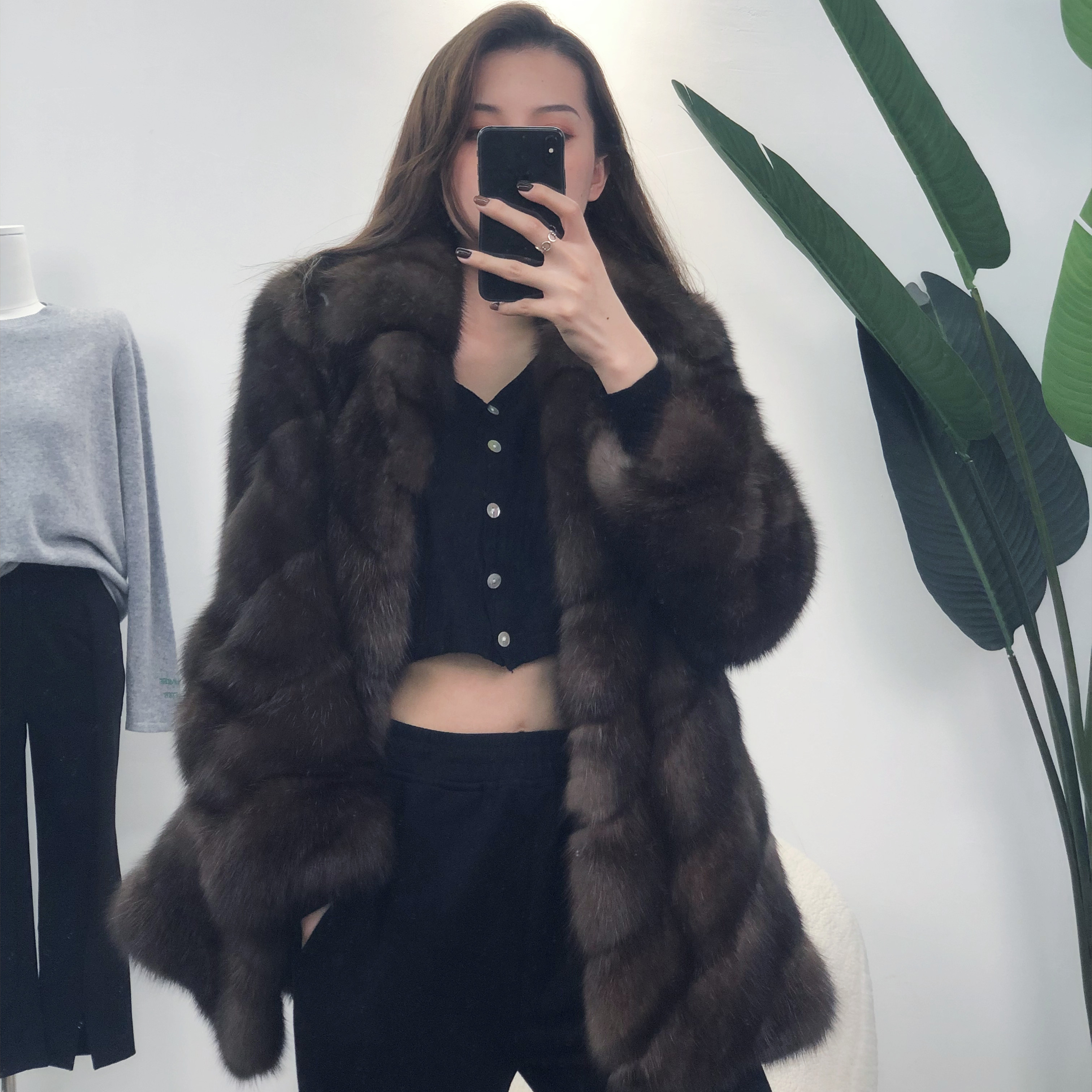 秋冬新款高端定制俄罗斯满天星进口短款中长款紫貂皮草大衣外套女