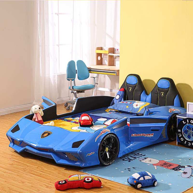 儿童床汽车造型男孩女孩儿童汽车床赛车床跑车床带护栏1.8米皮床