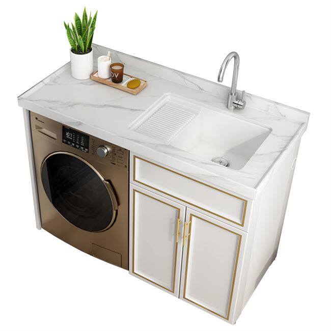 阳台整体洗衣柜大理石台盆柜卫浴洗手洗脸盆一体浴室柜组合洗衣槽