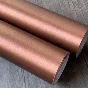 古铜色金属拉丝效果自粘墙纸壁纸 家具电器翻新贴纸 展厅展柜贴膜