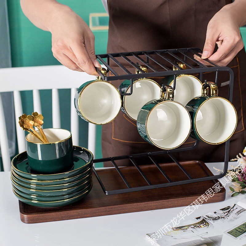 咖啡杯套装英式家用早餐精致陶瓷奢华网红花茶杯子搅拌拉花杯礼盒