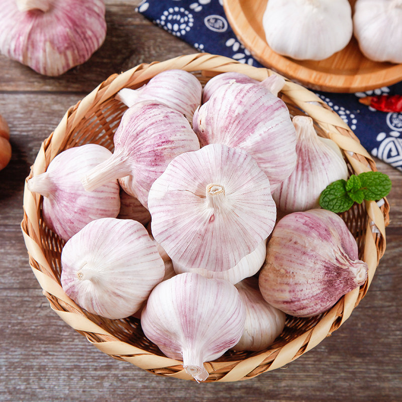河南大蒜2021新干大蒜头5斤非独头紫红皮大蒜种籽干蒜5斤装白皮腌