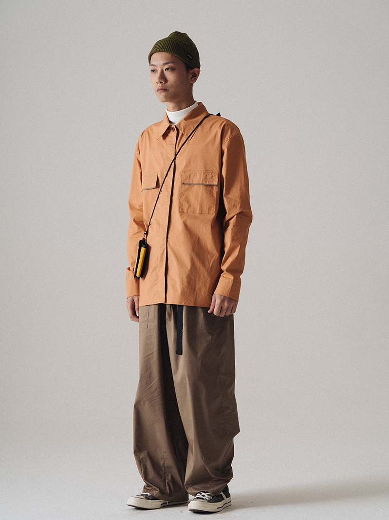 toocoolll 自留质感款 复古橙色衬衫 拼色双层门襟设计 vintage