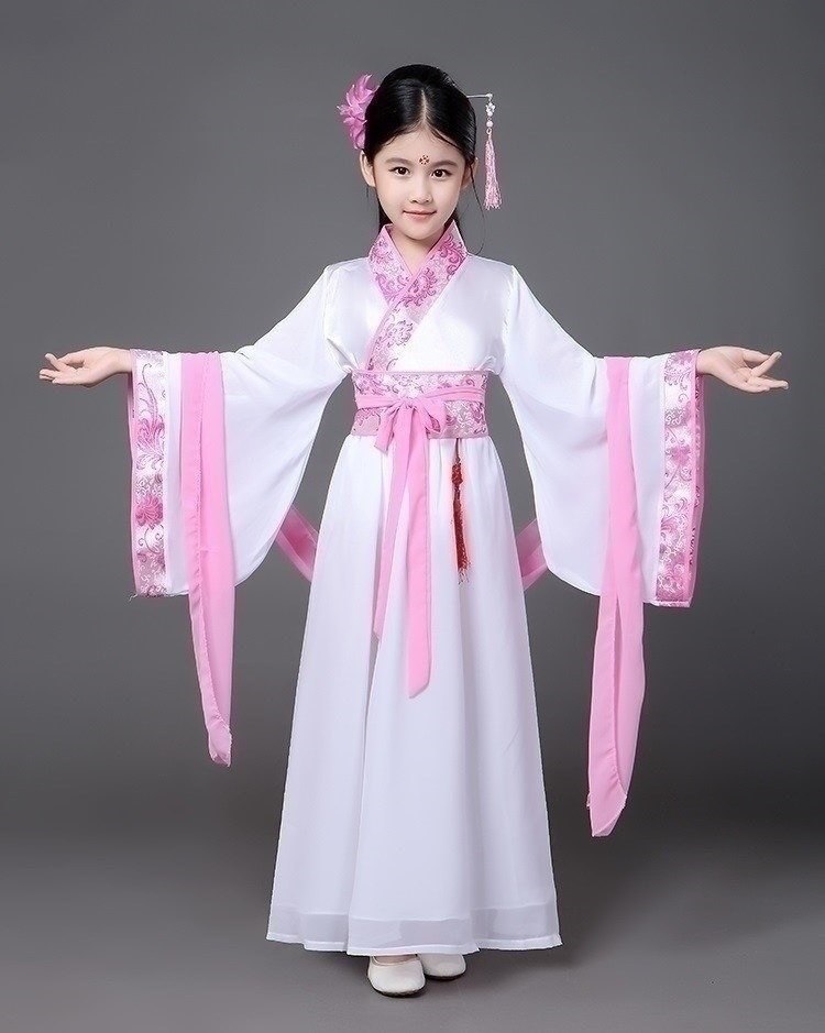 童装便宜传统淡雅演出服古装女汉服超仙儿童紫色毕业女孩中大童