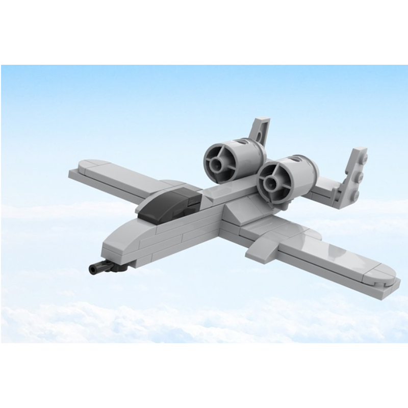 兼容乐高国产小颗粒积木moc 美式A-10雷电II攻击机模型拼装玩具