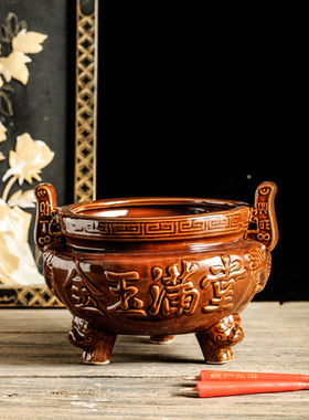 清明上坟祭祀扫墓墓碑香炉陶瓷户外墓前香炉家用室外供奉祖先