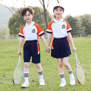 幼儿园园服夏季英伦风套装儿童运动校服小学生纯棉短袖班服两件套