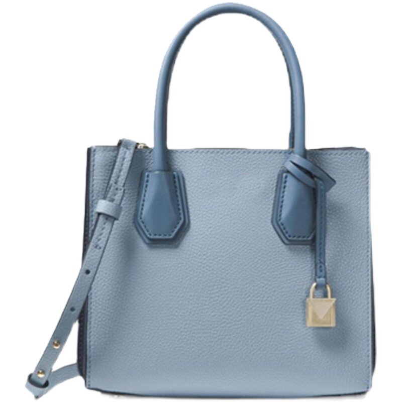 mercer十字纹牛皮手提小方包单肩斜挎荔枝纹托特包锁头包mk女包