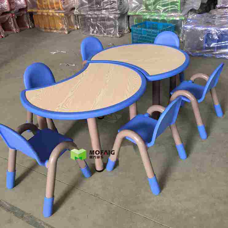 奇特乐 儿童学习半圆桌 幼儿园桌椅可拼式圆桌实木升降圆型课桌