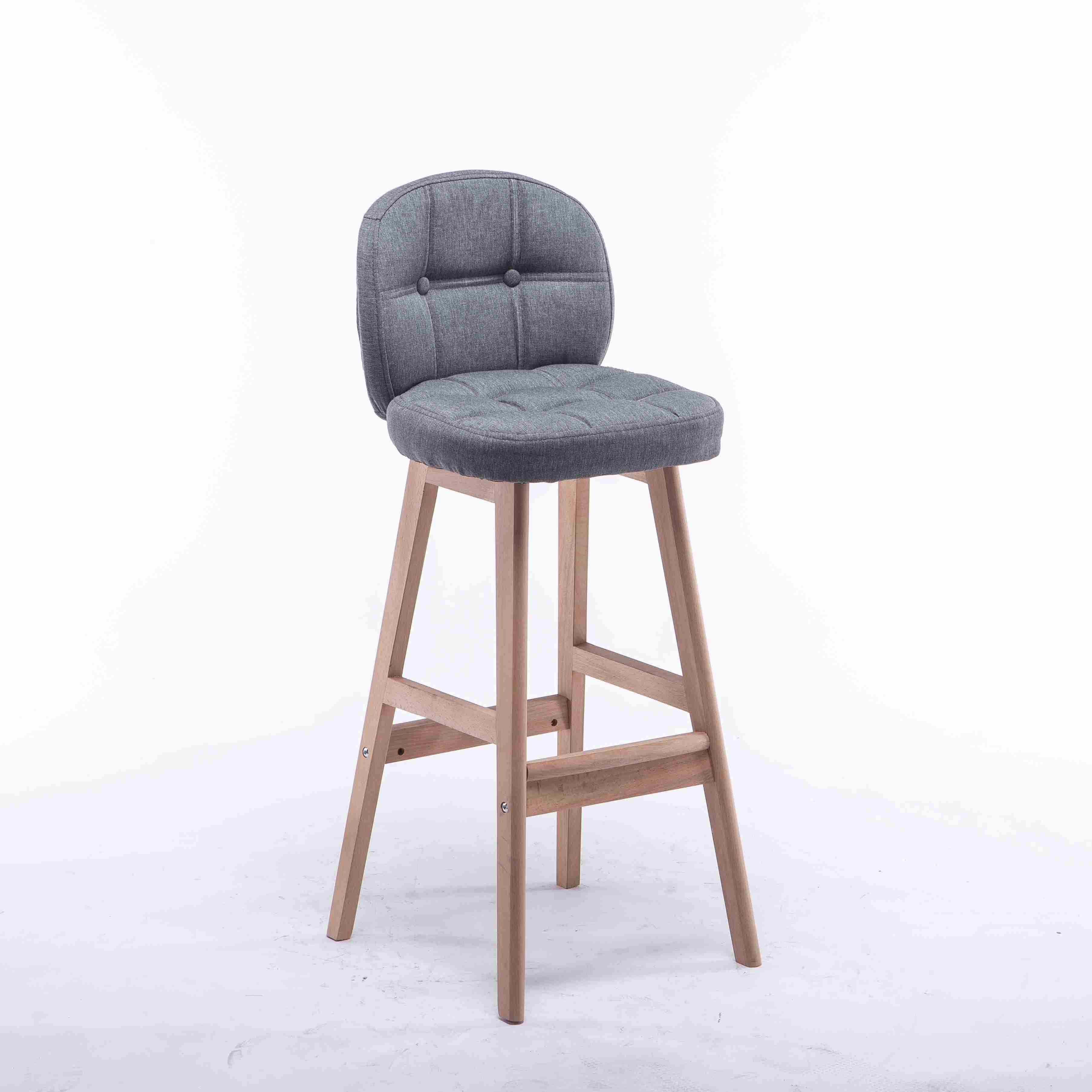 新款实木吧台椅子现代简约高脚凳靠背吧椅家用轻奢酒吧桌椅吧凳高