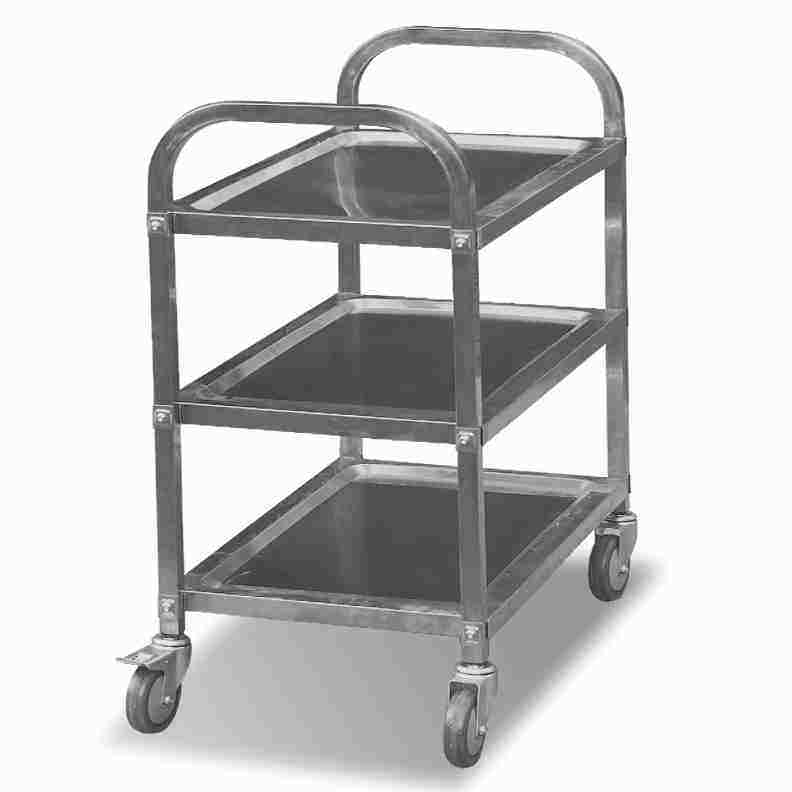 高档酒店手推车餐厅送餐车烧烤店推车不锈钢三层餐车手推收碗车火