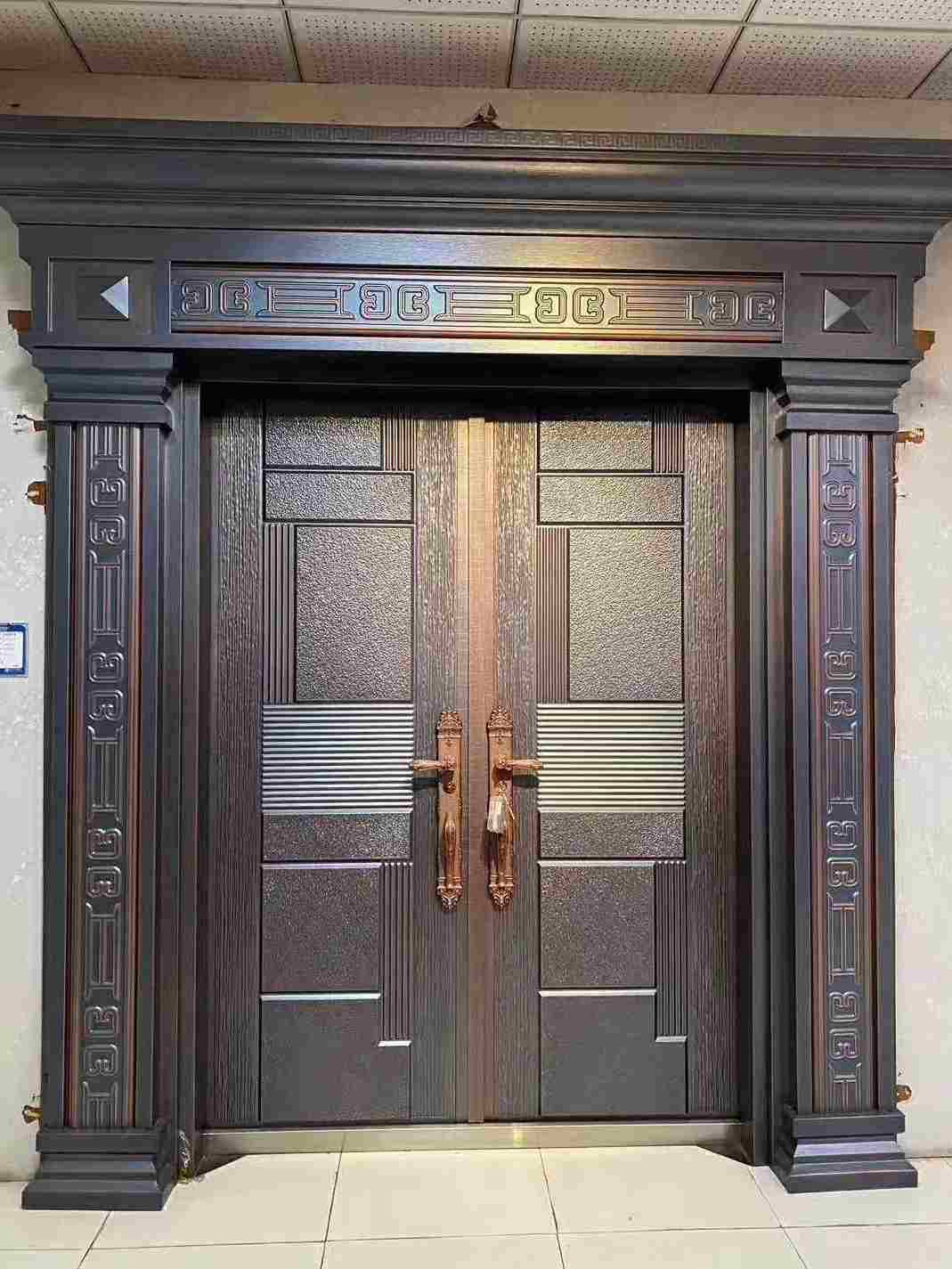 铸铝门别墅大门子母防盗精雕别墅农村自建房s入户双开对开庭院大