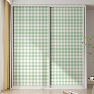 绿色花衣柜推拉门翻新贴纸移门玻璃门改造自贴墙纸衣橱改色壁纸粘