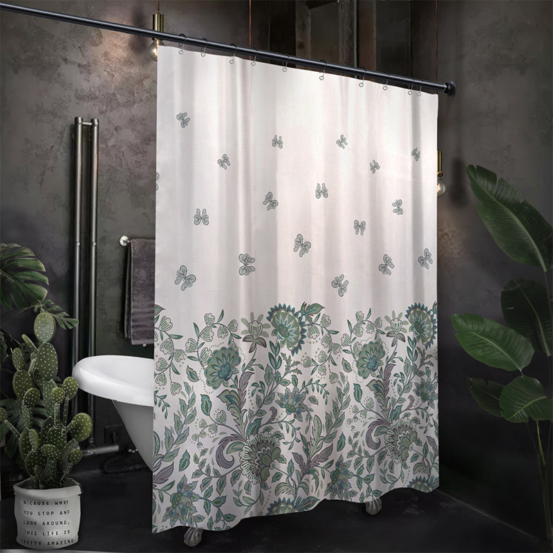 高端轻奢c复古浴帘免打孔套装浴室淋浴水所防洗布厕澡卫生间隔奢