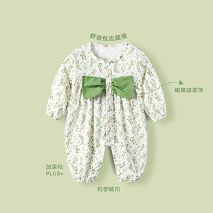 女宝宝衣服夏装新生婴儿连体衣满月百天薄款超萌外出哈衣夏季长袖
