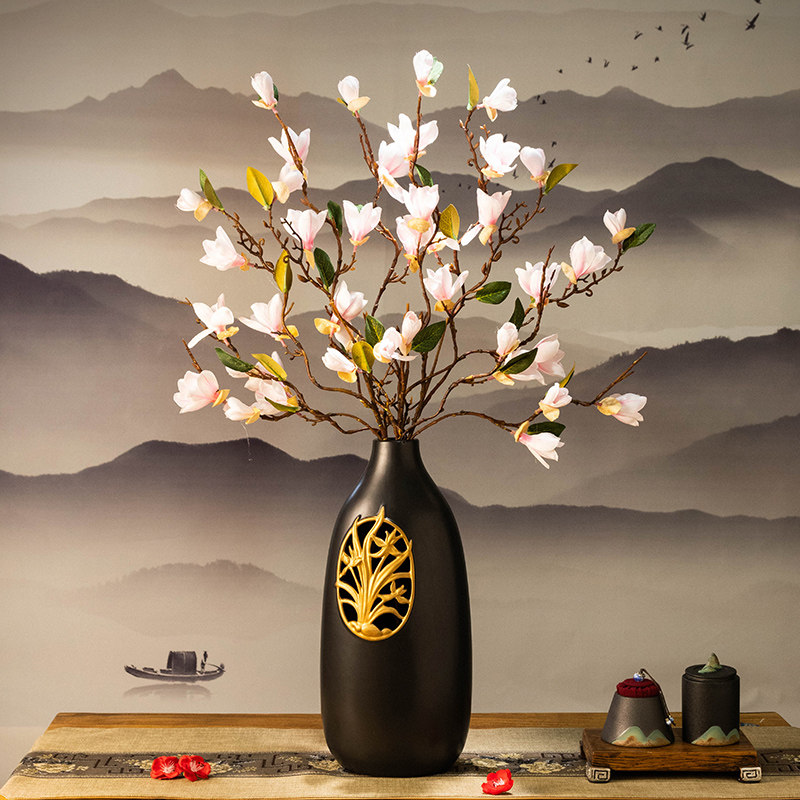 中式禅意花瓶2021新款新中式客厅插花创意侘寂风简约茶室茶几摆设