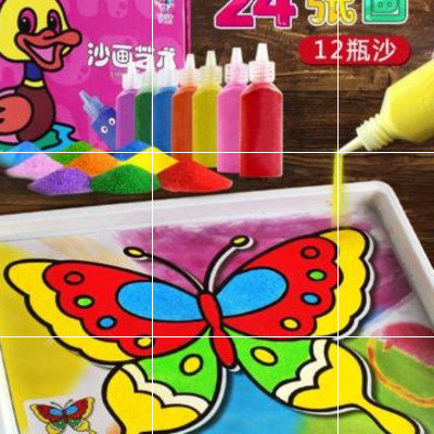 颜料彩色画绘画画画生意室内儿童画幼儿园彩砂画夜市沙画