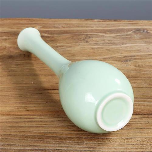 白瓷玉净瓶花插长颈瓶细口桌面青瓷小花瓶观音瓶陶瓷摆件复古