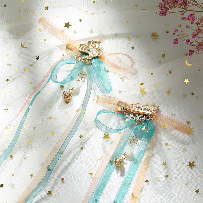 遇见神鹿瑶cos汉服配饰超仙女儿童飘带王者衍生古风发夹细丝带