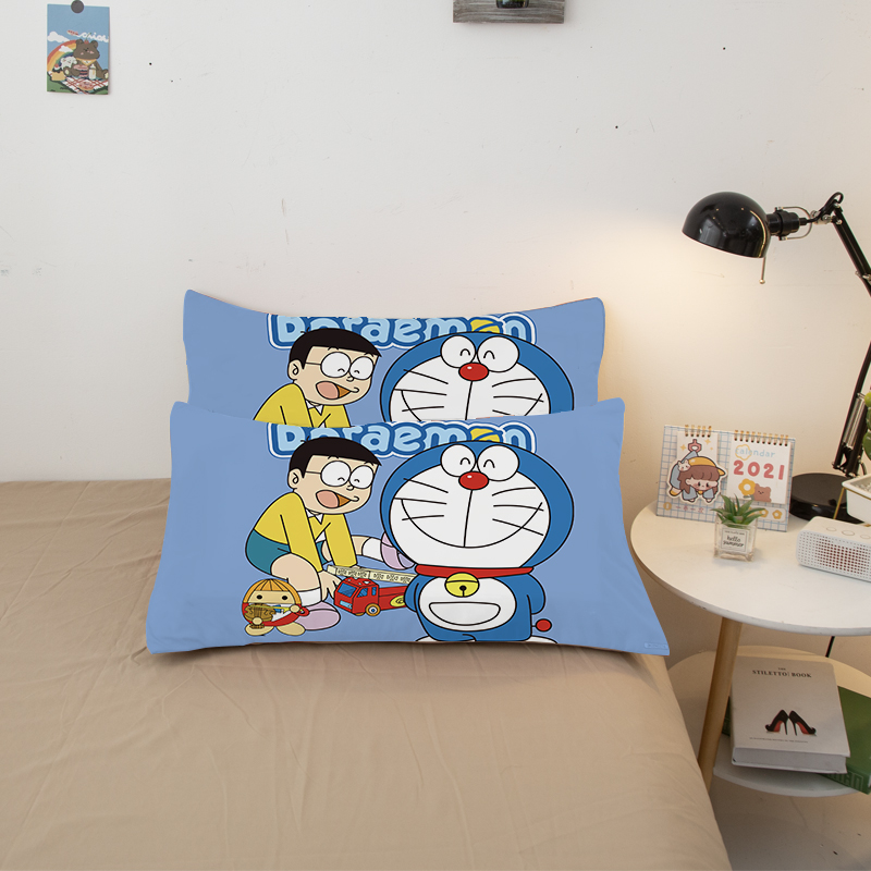 哆啦A梦卡通印花儿童单人枕套学生宿舍单用卧室家用枕头套48X74cm