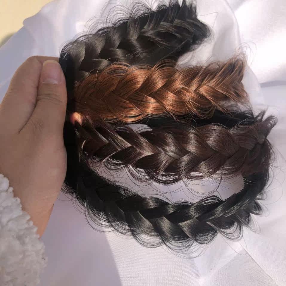 鱼骨辫假发麻花辫子发箍带齿防滑编发头饰压发头箍发带发饰女头饰