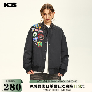 iconslab重工贴布刺绣彩色徽章棒球服夹克男2024春季美式潮牌外套