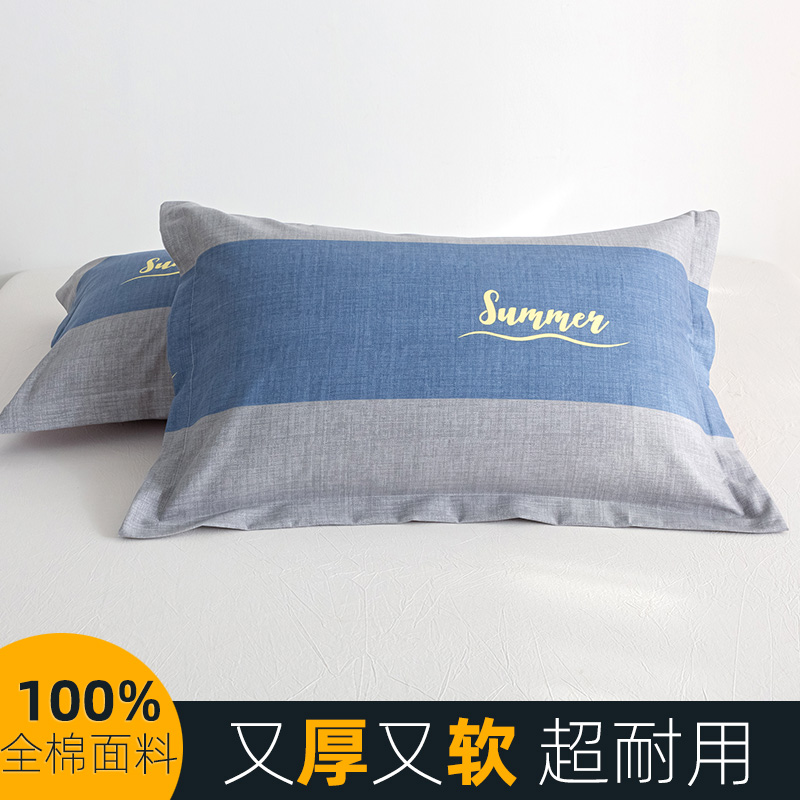 加厚100纯棉枕套一对装拉链款枕头套家用枕芯套48cmx74cm全棉保暖