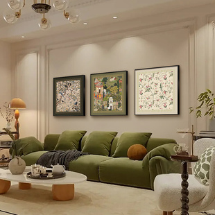 2024新款法式艺术小众高级感方形客厅装饰画沙发背景墙挂画