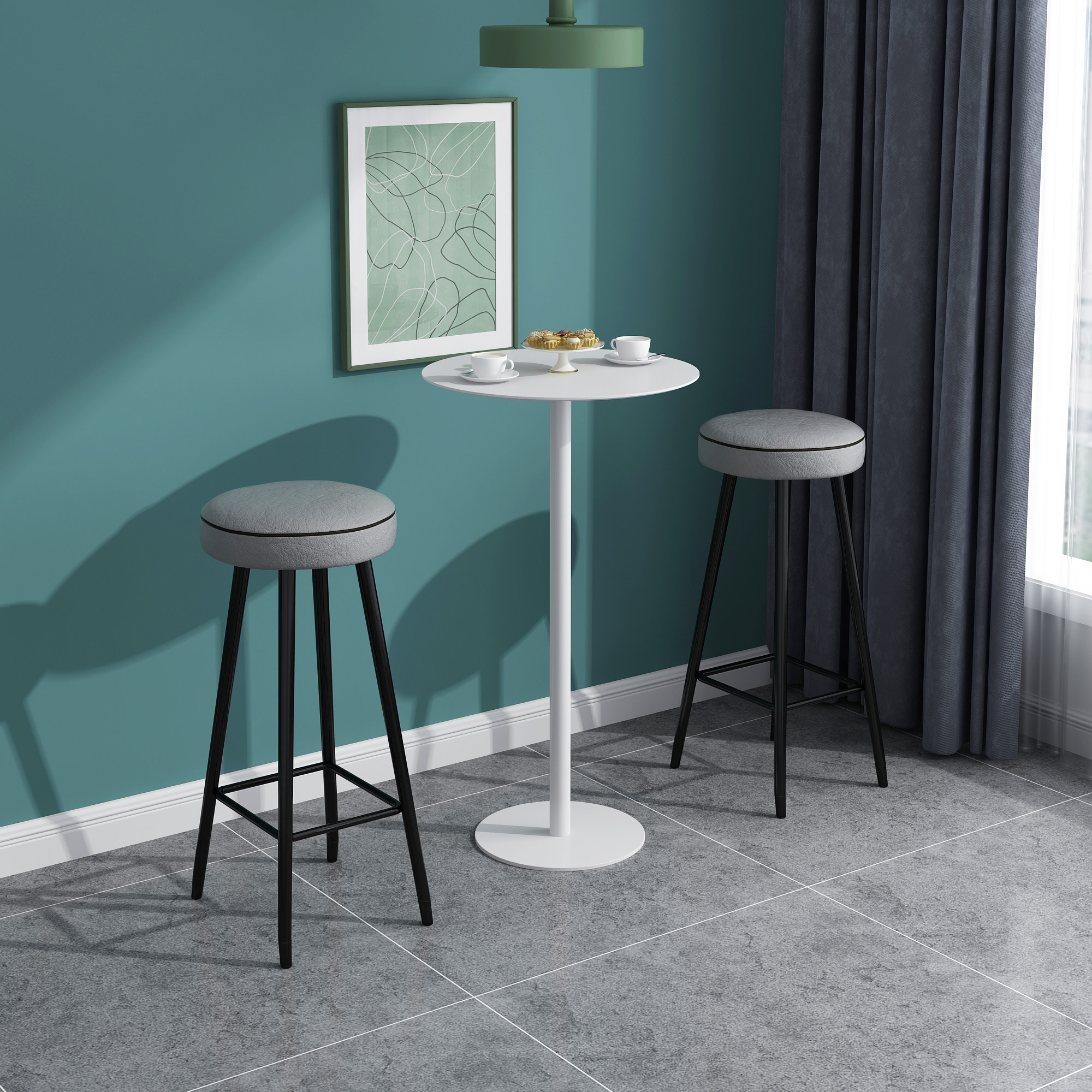 吧台桌酒吧咖啡吧桌奶茶店高桌子休闲铁艺家用桌高台阳台高脚圆桌