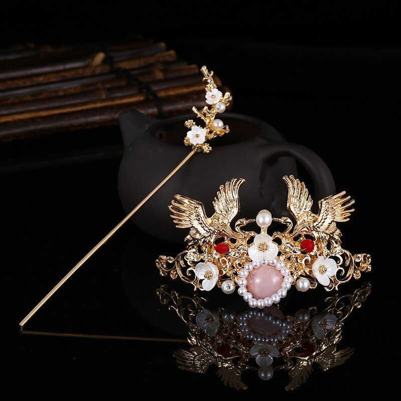 新款古典高档头饰皇冠手工汉服仙气古风发冠新娘发箍饰品批发