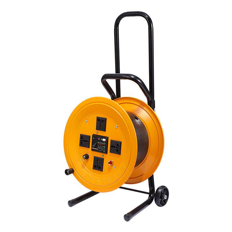 加厚移动式电缆盘带轮子加长杆过载漏电保护绕线盘220v