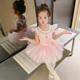 短袖儿童舞蹈服夏季女童练功服中国舞芭蕾舞纱裙粉色短袖演出裙子