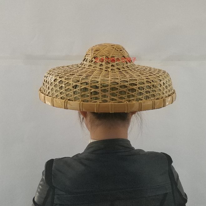 竹帽斗笠渔夫帽海南竹编帽子防雨防晒舞蹈道具渔民竹子遮阳草帽