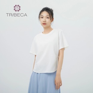 TRIBECA翠贝卡2024夏季新款专柜同款短袖T恤女短款小心机显瘦上衣