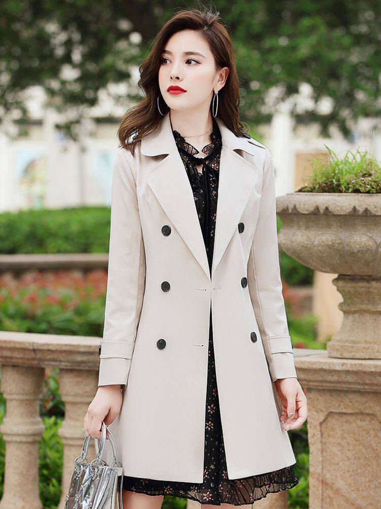 2022春秋新款流行中长款小个子气质中老年妈妈风衣女外套早春大衣