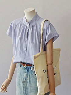 牛货时装款~看了又看~高级感轻奢紫色休闲衬衫夏季新款短袖上衣女