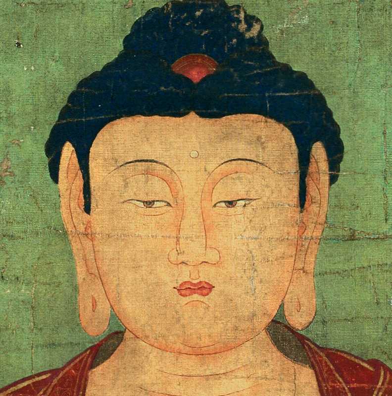 名画释迦三尊画像释迦牟尼高清微喷古代佛像画复制工笔重彩佛像