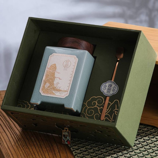 高档竹制茶叶包装礼盒空盒密封陶瓷单罐绿茶散茶125克竹盒 伴手礼