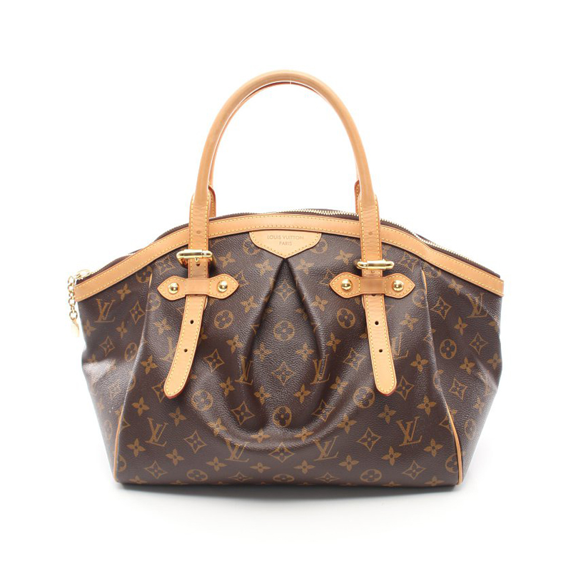 中古lv路易威登【b】9.0新tivoli gm老花手提包棕色饺子包653130