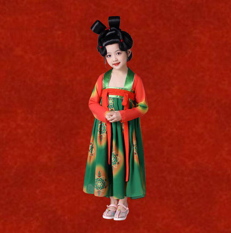 新品荷花奖唐宫夜宴舞蹈同款唐朝儿童汉服古装春晚舞台演出服