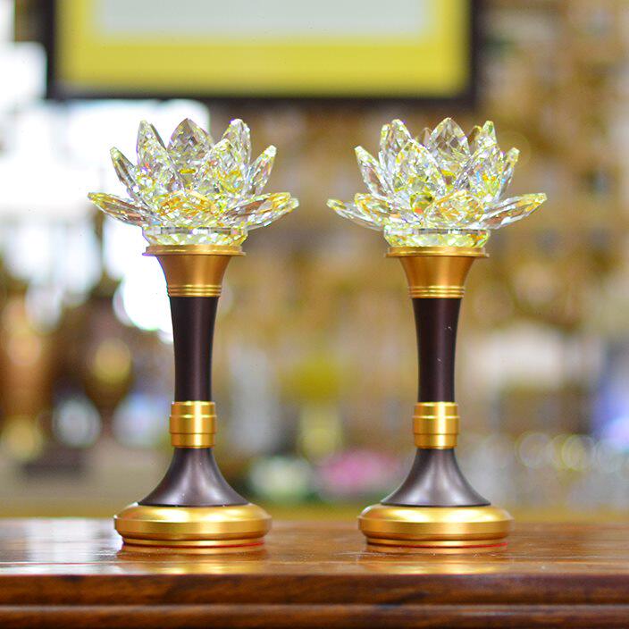 佛前供灯水晶玻璃莲花灯佛供灯led七彩长明灯财神灯佛堂佛台佛灯