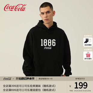 Coca-Cola/可口可乐连帽卫衣男2022新款秋冬情侣款加绒加厚外套