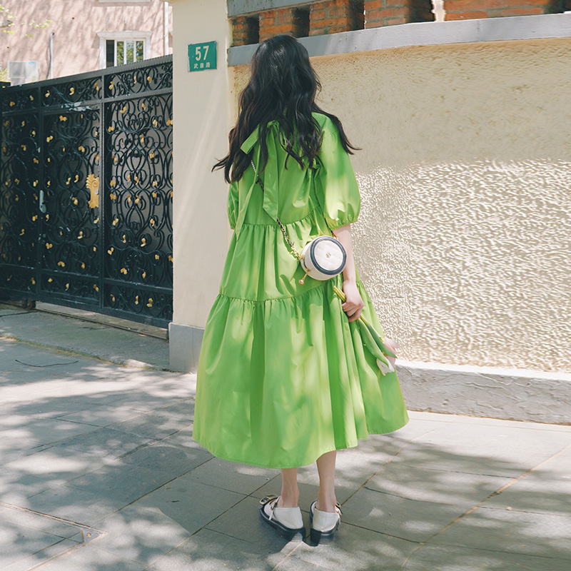 绿色连衣裙小清新超仙