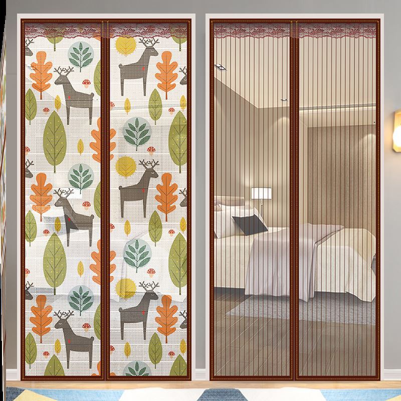 寝室门框家用夏季纱门帘蕾丝隔断帘飘窗帘免打孔入户门进户磁铁